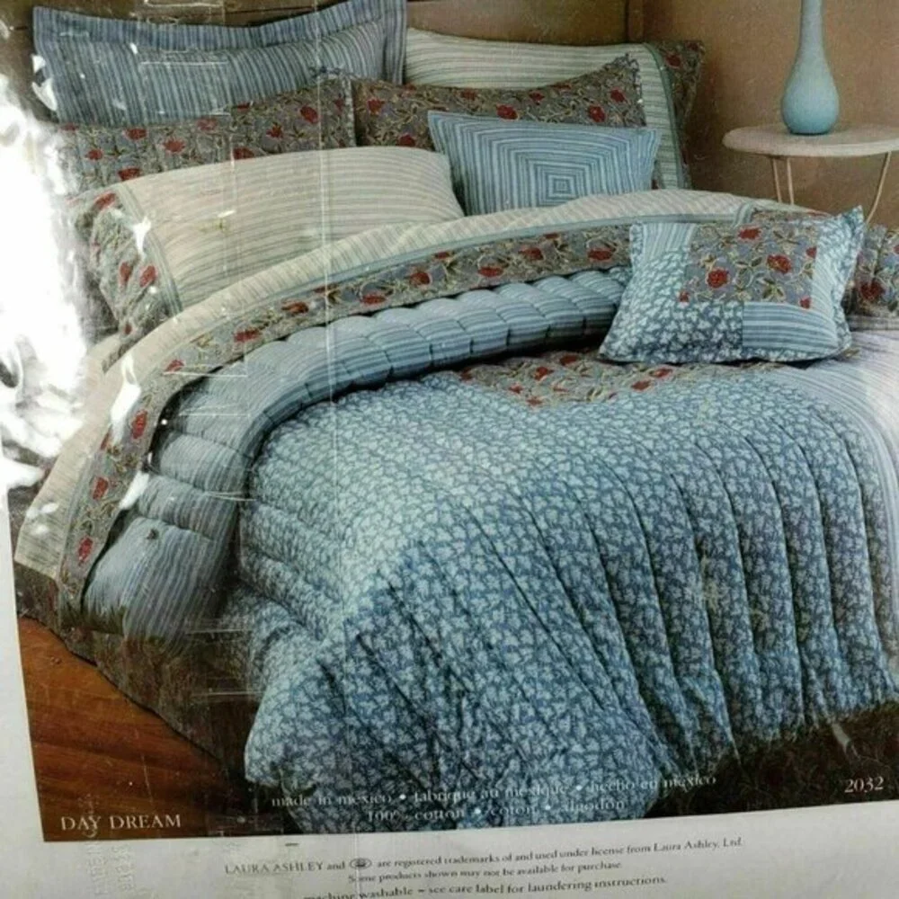 Laura Ashley Day Dreams Window Blouson Valance 16‎ x 87 Blue White Cottage New